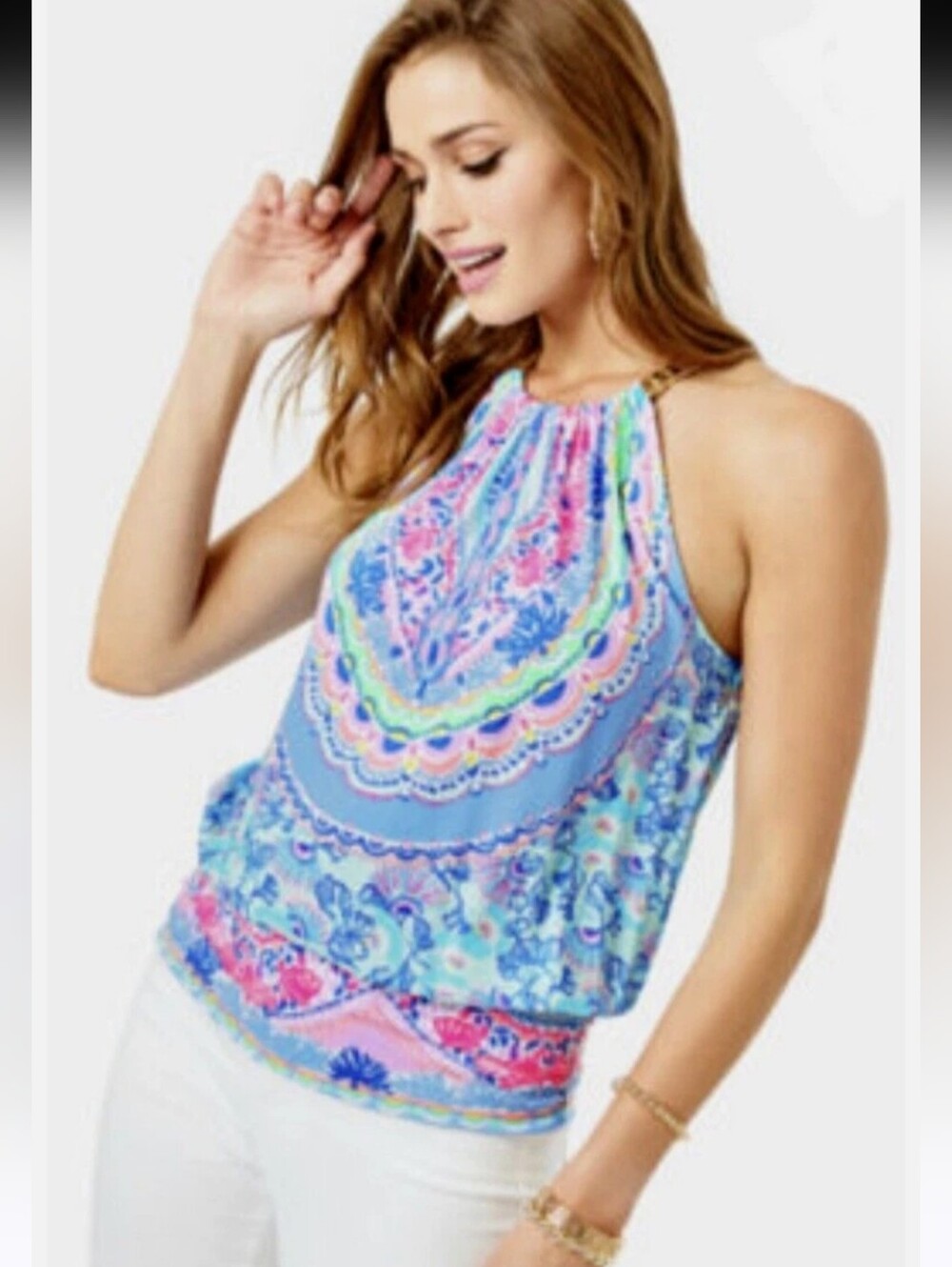 Lilly Pulitzer Blue Multi Halter-Style Printed Camisole